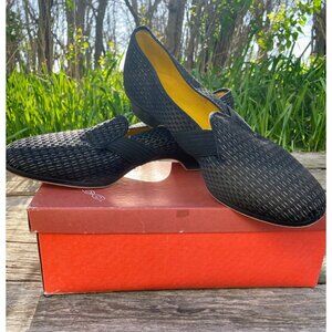 Vintage 1960s Glam Heeled Womens Slipper Black Gold Wellco Sz 11 NOS  Wellco